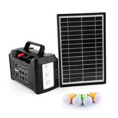 Geepas GPS5593 Power Caster 7000mAh Rechargeable Battery 4 Pcs Led Bulbs with Solar Panel