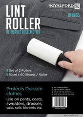 Royalford Rf9655 10 Cm 60 Sheet 2 Pieces Set Lint Roller, Black