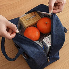 Lunch Box Bag, Lunch Bag with Insulated Material for Women, Man, Office, School, College, Beach, Picnic, Fishing, Hiking, Travel, Cooler Tote Bag (Blue)