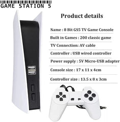 Game Station 5 USB Wired Video Game Console With 200 Classic Games 8 Bit GS5