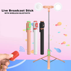 Wireless bluetooth Selfie Stick Foldable Mini Tripod With Dual LED Fill Light Live Broadcast Shutter Remote Control