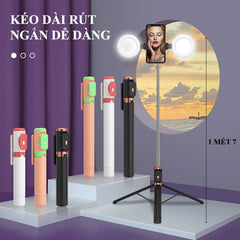 Wireless bluetooth Selfie Stick Foldable Mini Tripod With Dual LED Fill Light Live Broadcast Shutter Remote Control