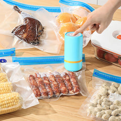 Kitchen Smart Small Food Household Vacuum Sealer Easy Carrying With 10 Bags Blue