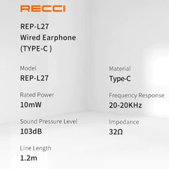 Recci Factory price 3.5MM Jack TPE in-earphone