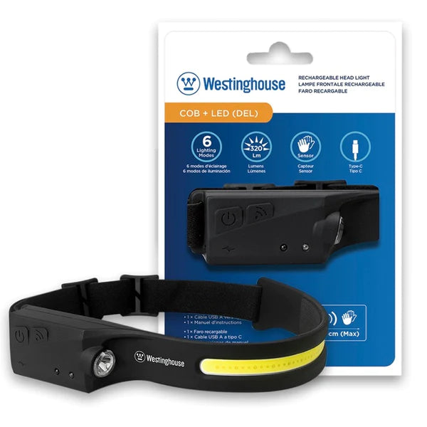 Westinghouse WF218 Rechargeable COB & LED Head Light w/ Wave Sensor - 6 Lighting Modes - Buygeeni