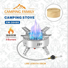 Small camping gas stove, 5 burners, medium size